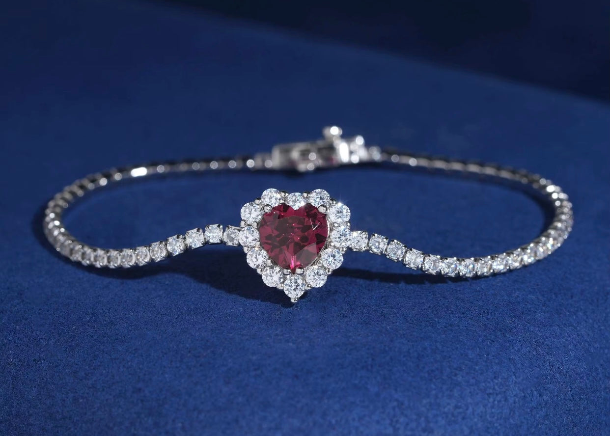 Moissanite Heart Bracelet♥️|VVS1💎| Sterling Silver|