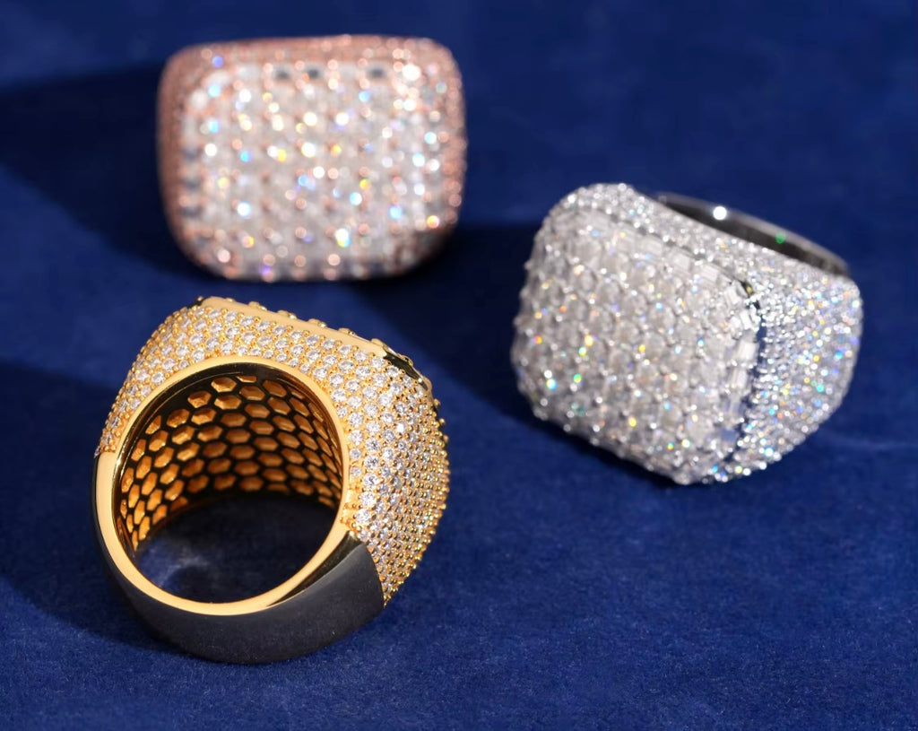 Moissanite Box Ring 💎 | Sterling Silver| 🌹 Gold P | Gold P| ▪️