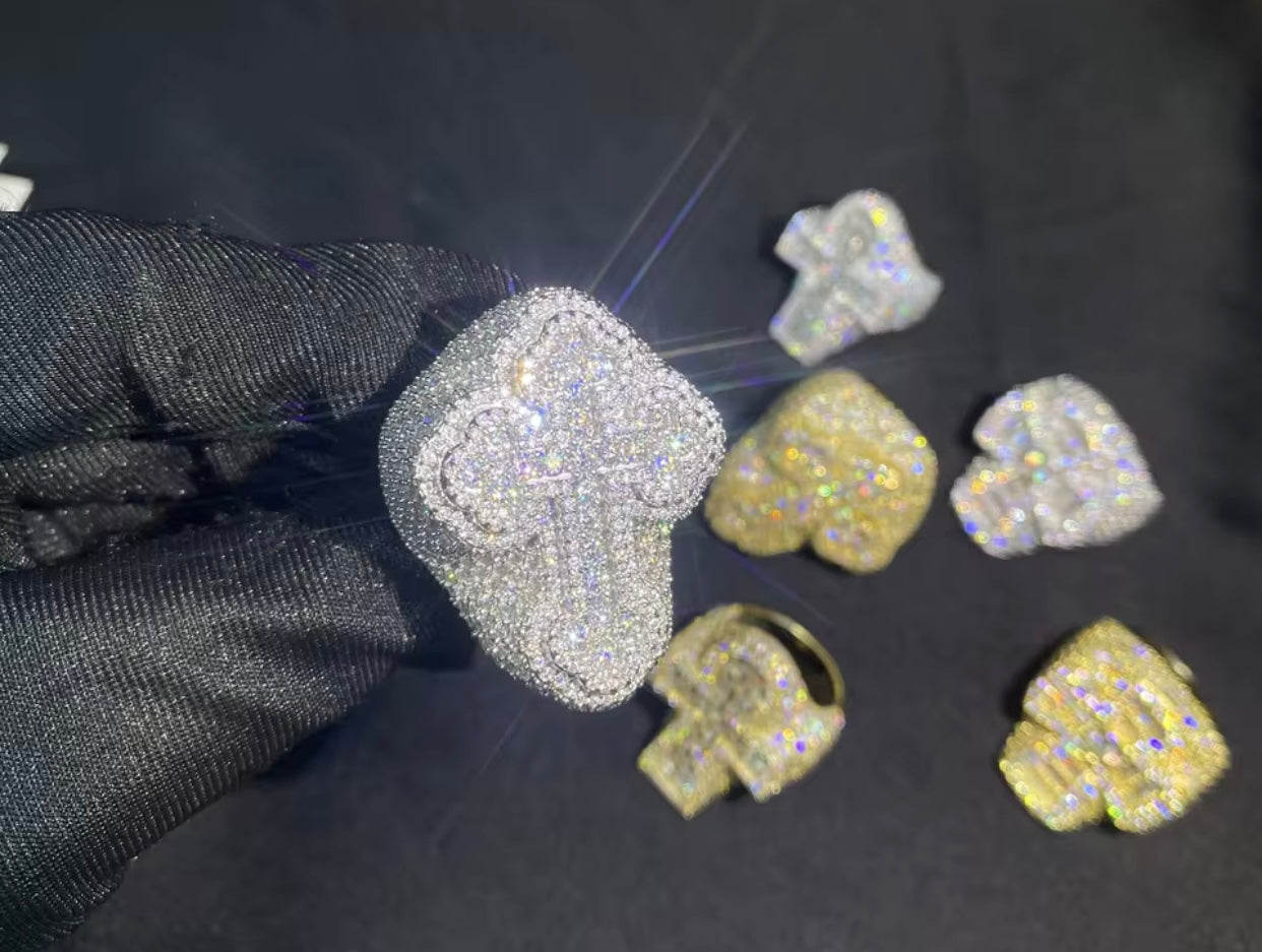 Moissanite Cross Ring ✝️💎| Sterling Silver|VVSD|