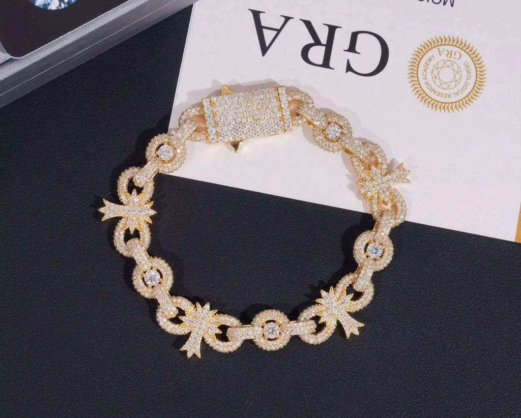 Moissanite Cross/Chainlink Bracelet| VVS💎|925S| Unisex| ✝️⛓️