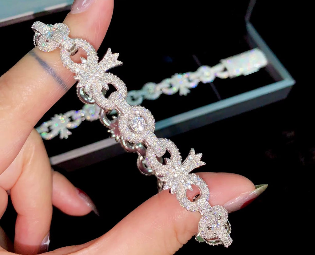 Moissanite Cross/Chainlink Bracelet| VVS💎|925S| Unisex| ✝️⛓️