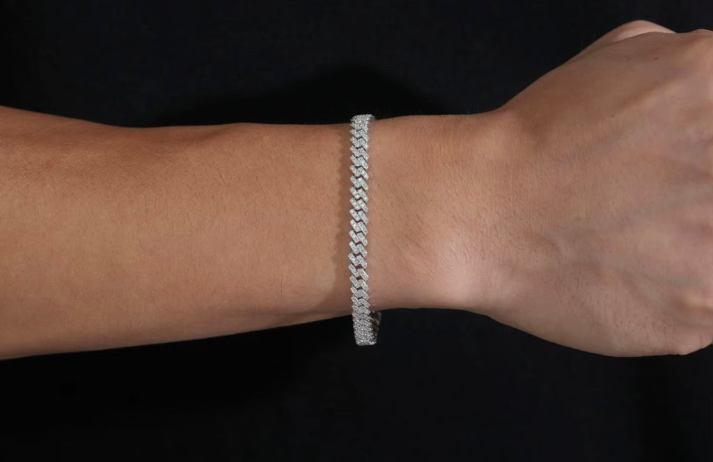 Moissanite Cuban Bracelet 5mm| VVS D| 6in-8in L| 925S~ Plated Options available|