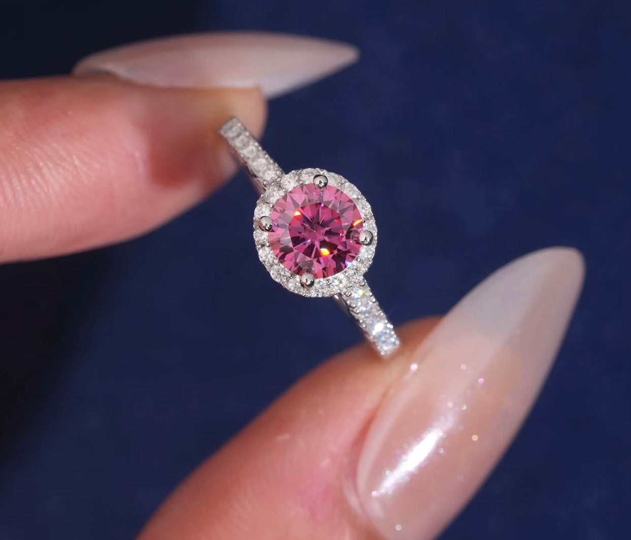 Pink Moissanite VVS1 | Women’s Ring| Sterling Silver| 💎💍💗