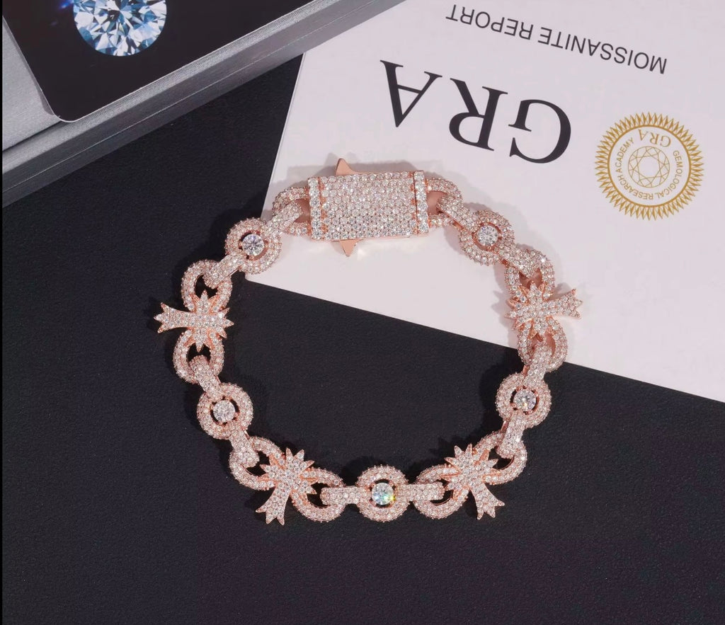 Moissanite Cross/Chainlink Bracelet| VVS💎|925S| Unisex| ✝️⛓️