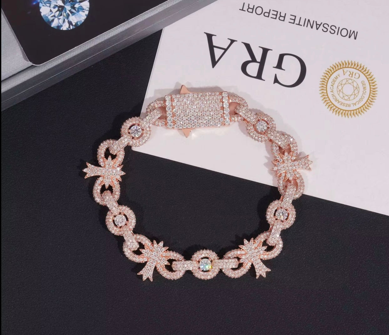 Moissanite Cross/Chainlink Bracelet| VVS💎|925S| Unisex| ✝️⛓️