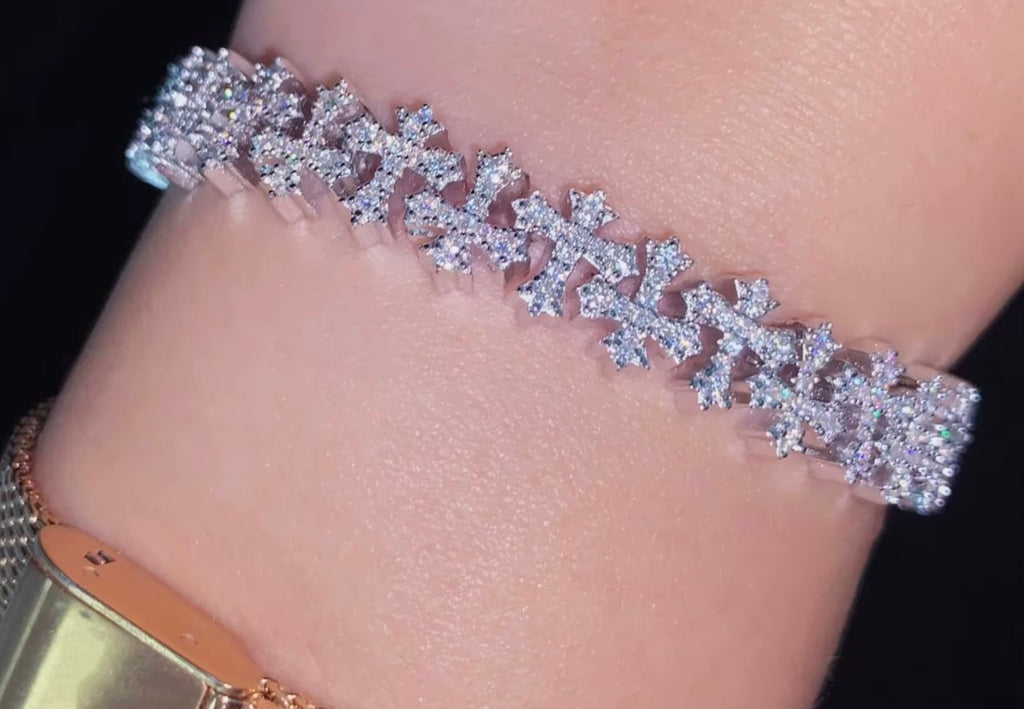 Moissanite Cross Bracelet| VVS D💎| | 6.5in-9in