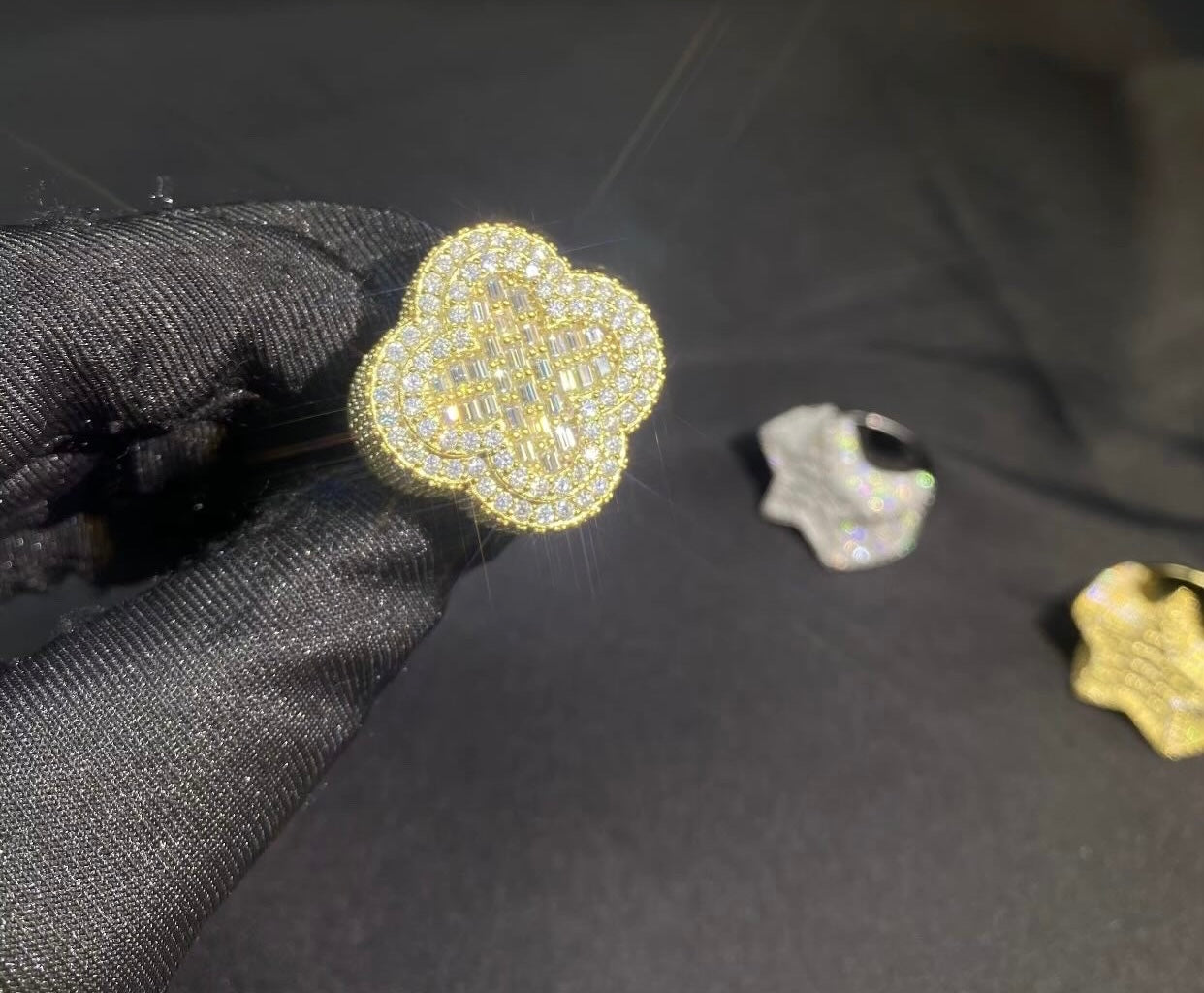 Moissanite Gold P Ring| VVS D| 16k  Gold Plated|