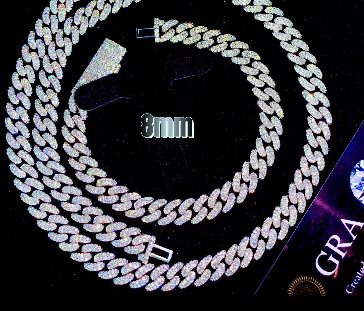 Moissanite VVS1 💎 | Bracelet/Chains| Sterling Silver| 8mm W|