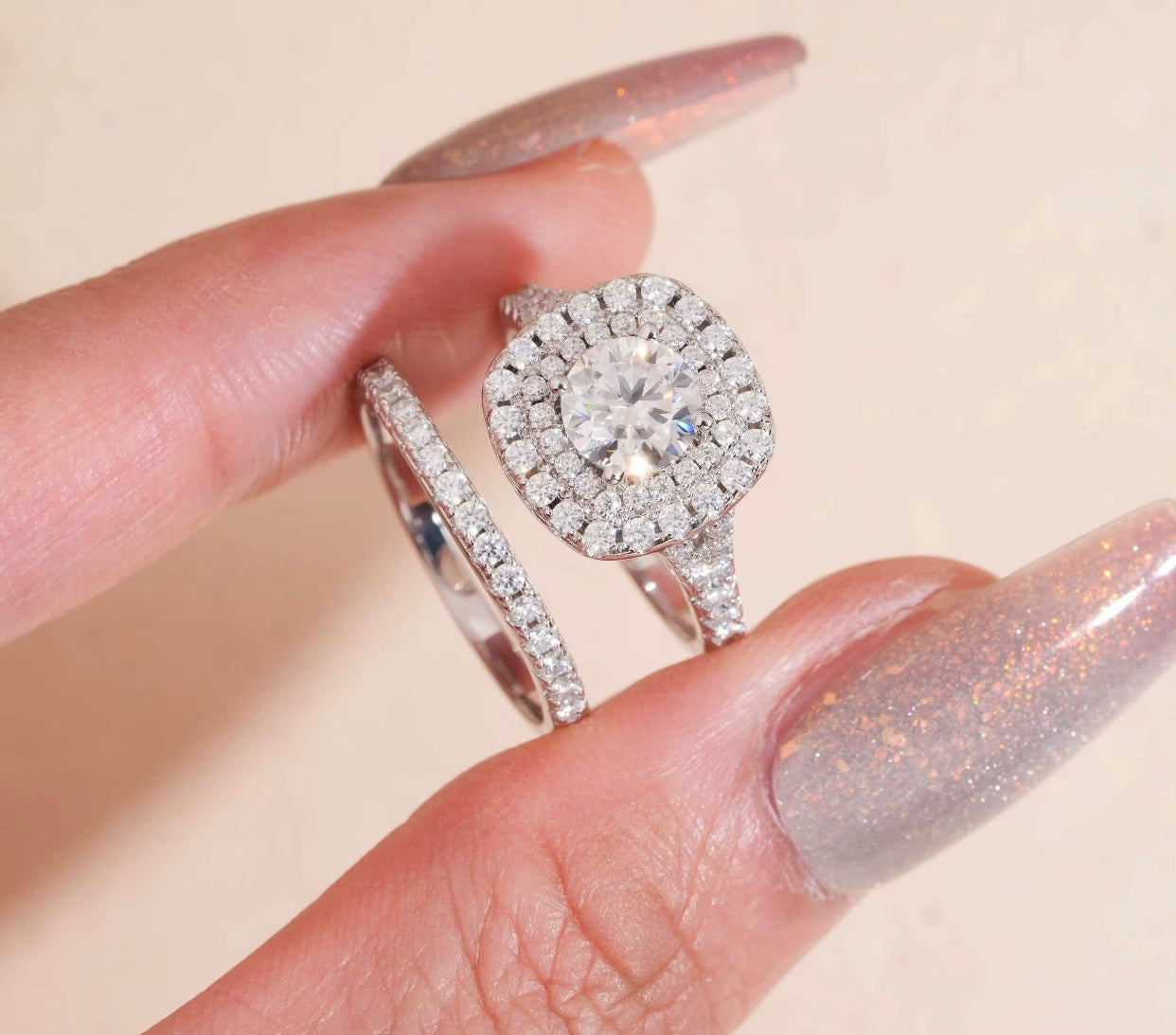 Moissanite Engagement/Promise Ring Set 💍| 925S| VVSD|