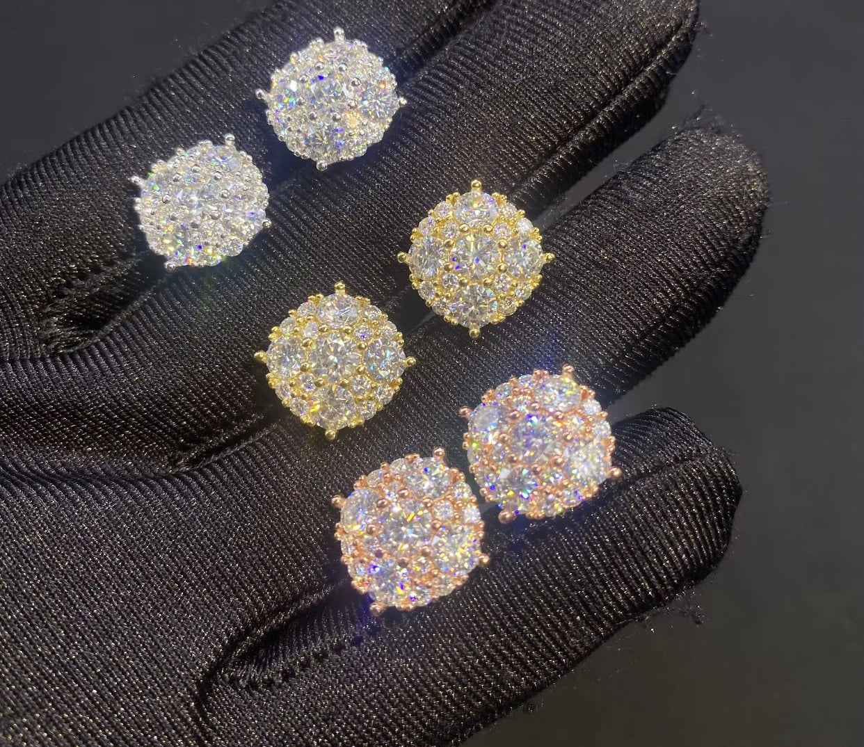 Moissanite VVS1 Earrings💎| 12mm| Round Stud| Sterling Silver| 16k Rose/Gold Plated|