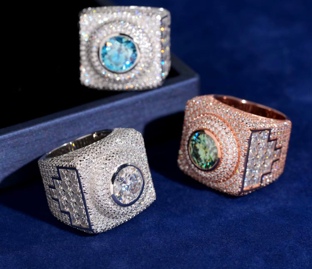 Moissanite Hip-Hop Style Ring| 925S| 16k 🌹 Gold P| VVS 💎